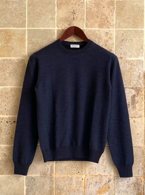 Pull col rond marine