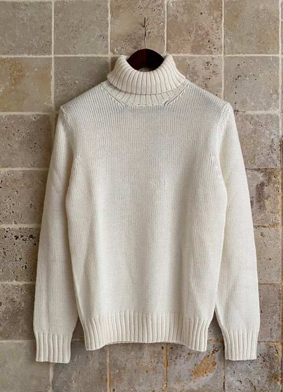 Pull col roulé beige ivoire