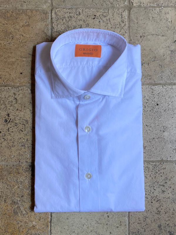 Chemise ajustée blanche en popeline de coton