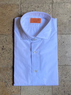 Chemise ajustée blanche en popeline de coton