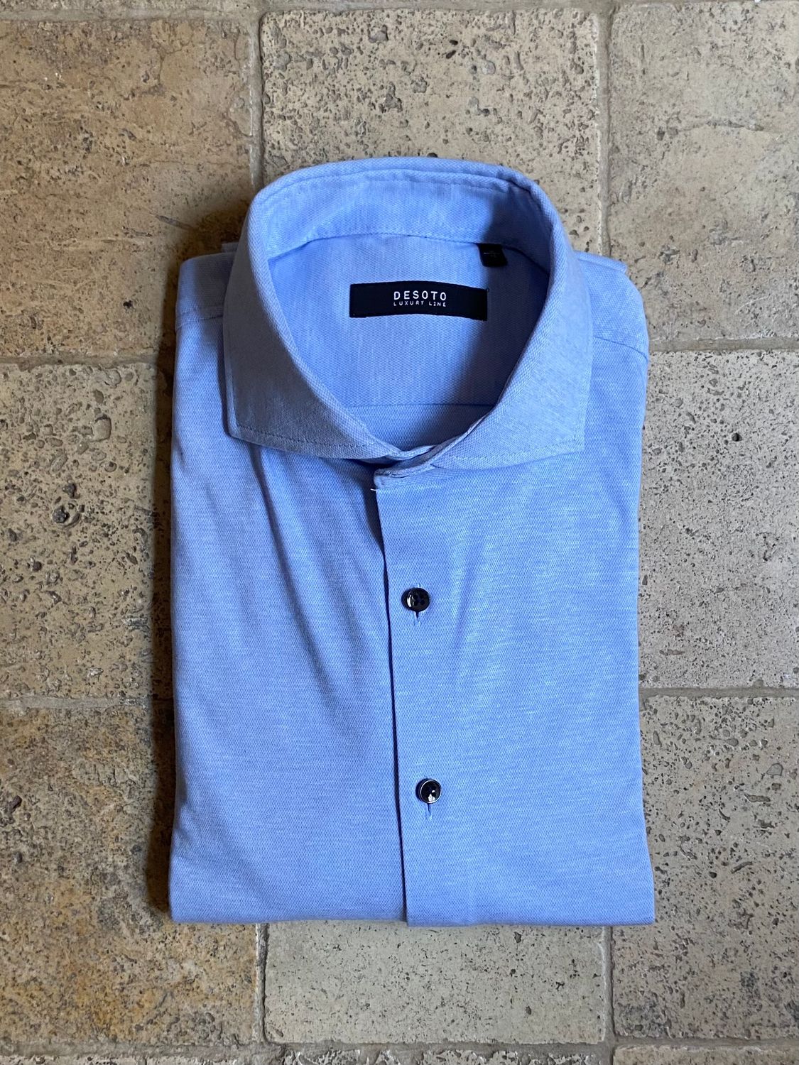 Chemise ajustée bleu piqué en jersey