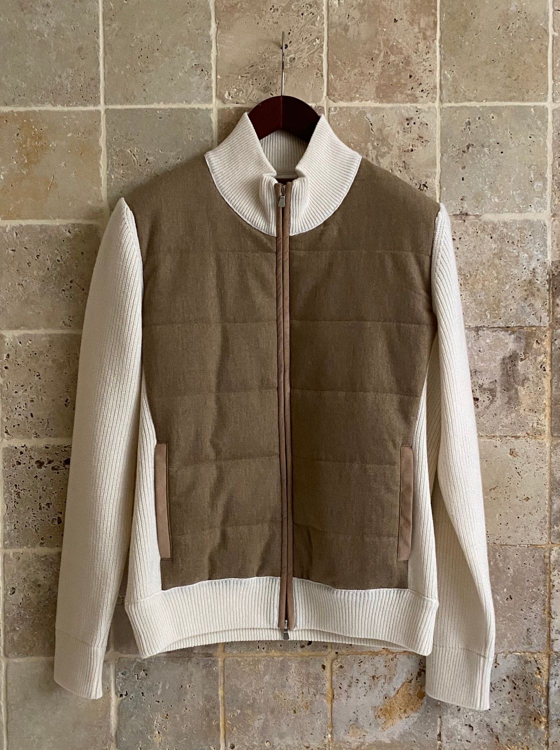 Gilet beige bi-matière