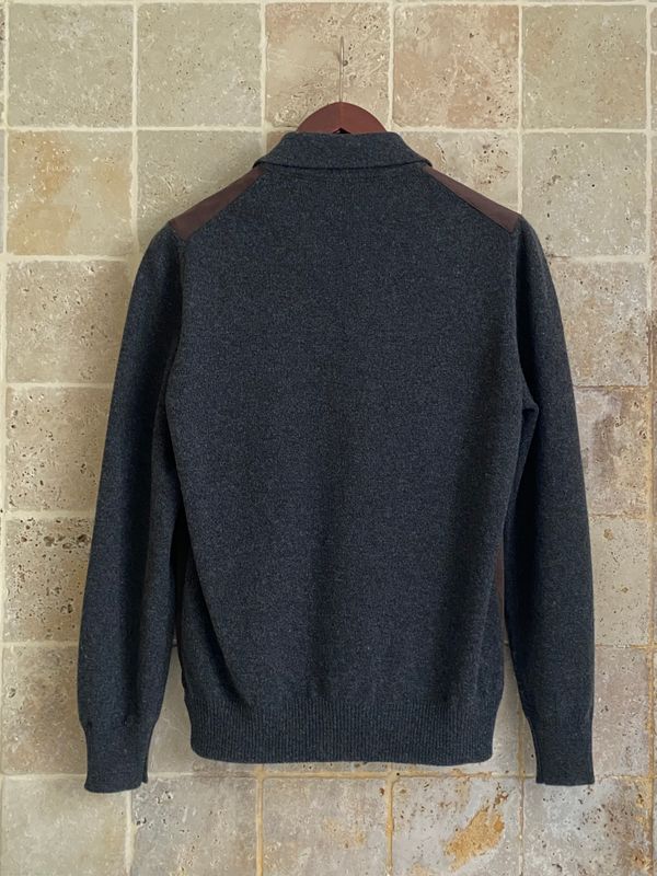 Gilet bi-matière brun et gris