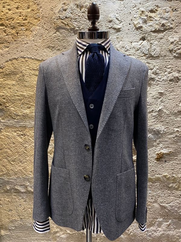 Veste droite grise 2 boutons