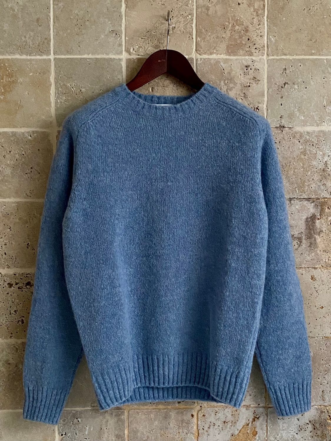 Pull col rond bleu