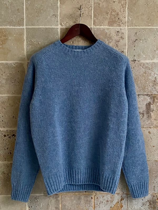 Pull col rond bleu