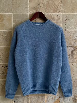 Pull col rond bleu