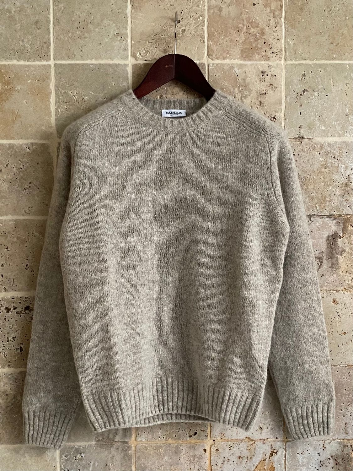 Pull col rond beige