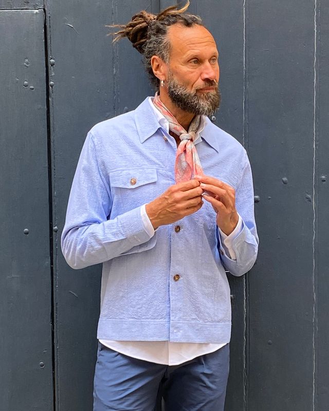 Veste bleu seersucker