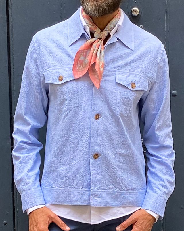 Veste bleu seersucker