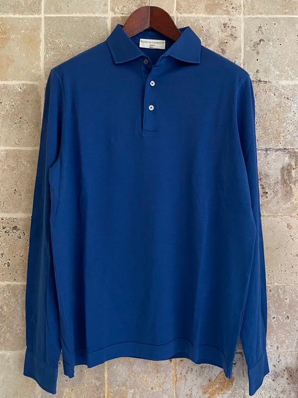 Polo bleu manches longues