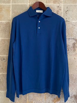 Polo bleu manches longues