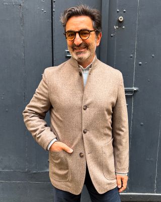 Veste col officier taupe