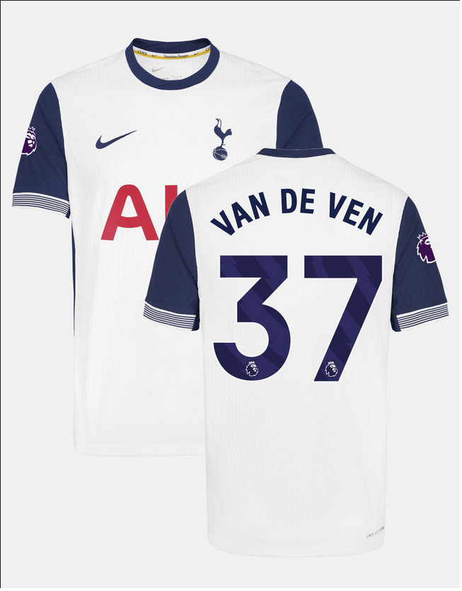 Men's Tottenham 24/25 Home White Jersey Mickey Van De Ven