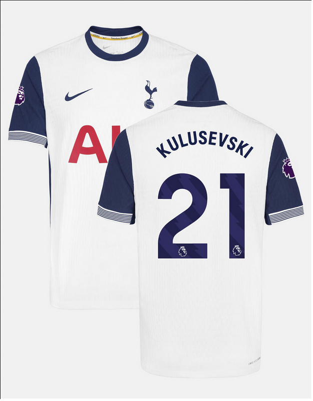 Men's Tottenham 24/25 Home White Jersey Dejan Kulusevski