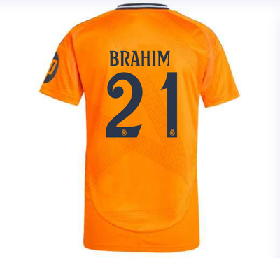 Men's Real Madrid 24/25 Away Orange Soccer Jersey BRAHIM