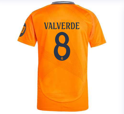 Men's Real Madrid 24/25 Away Orange Soccer Jersey VALVERDE