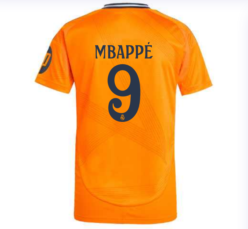 Men's Real Madrid 24/25 Away Orange Soccer Jersey MBAPPE