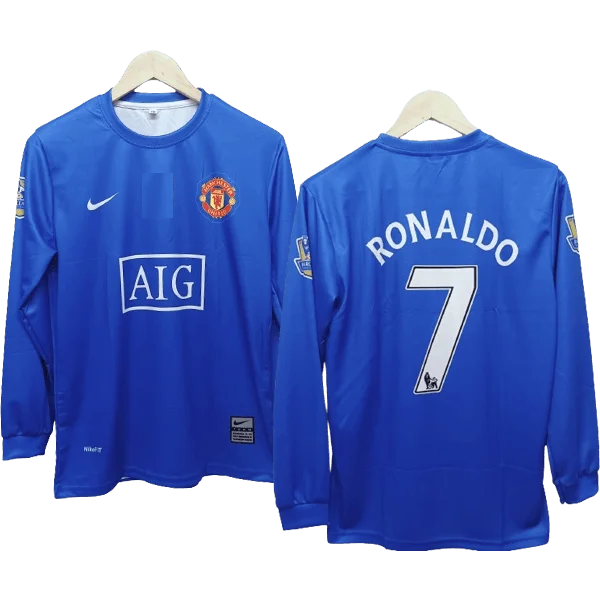 Men's Manchester United Away 2008-09 Blue Retro Jersey RONALDO #7