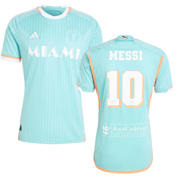 Men's Inter Miami Third Aqua 2024 Stadium Player Version Jersey Lionel Messi