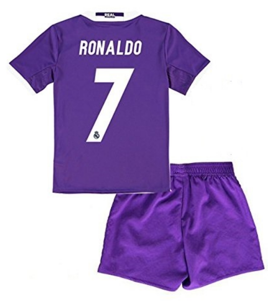 Real Madrid 16-17 Away Purple Retro Kids Jersey RONALDO #7