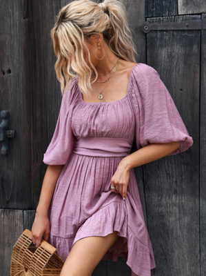 Ruffle Back Lace Up Summer Dress