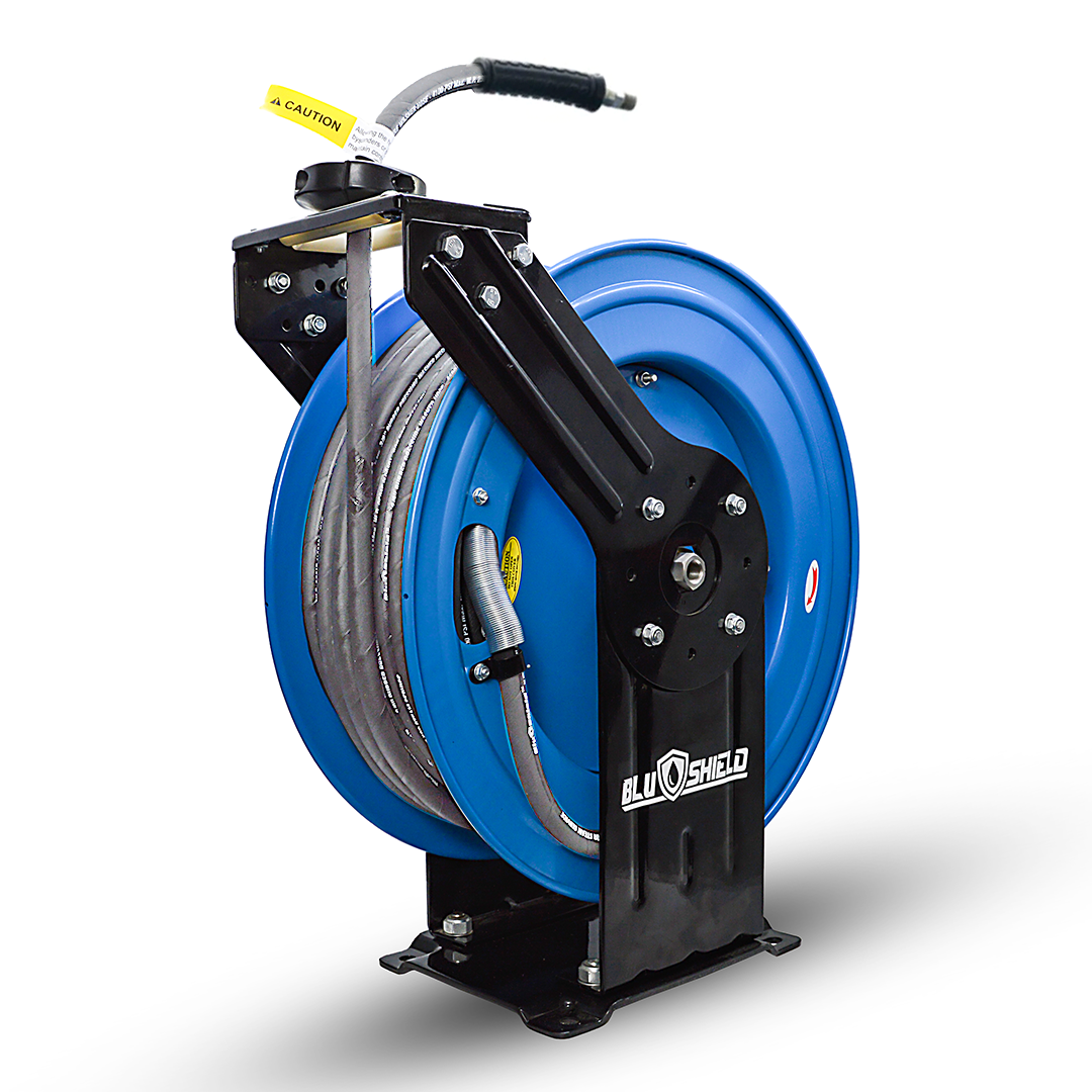 BluShield 3/8" Pressure Washer Hose Reel with Kevlar Braided Non