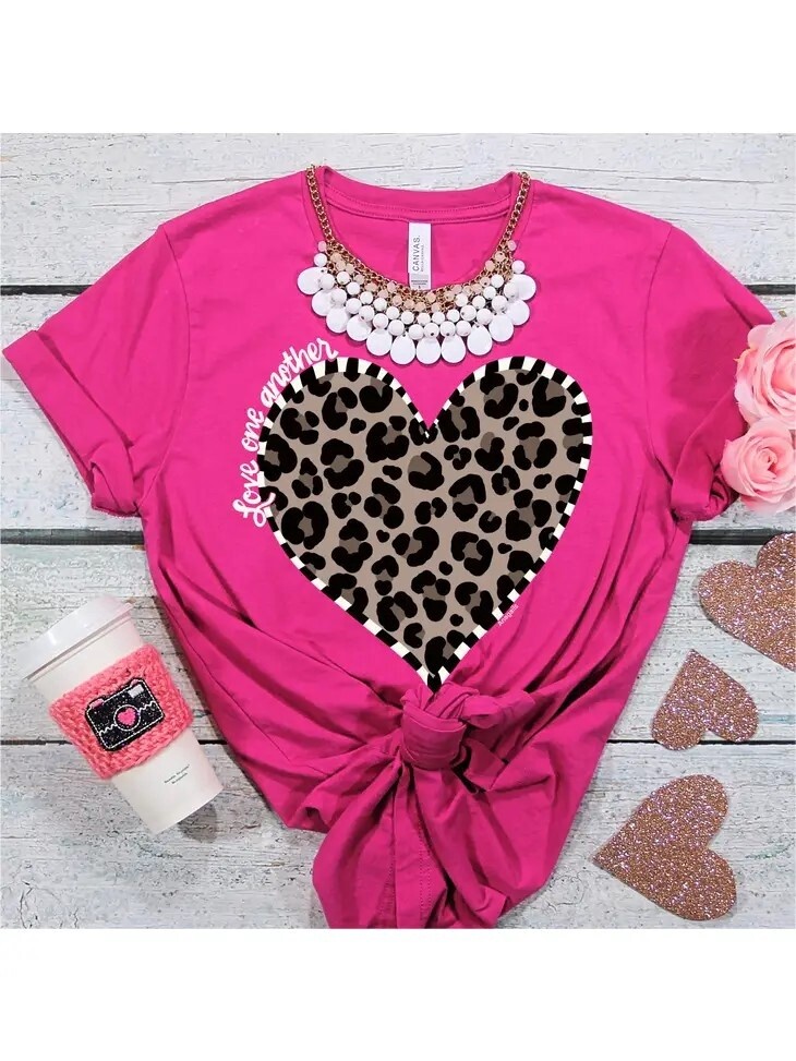 Pink Leopard Heart Tshirt