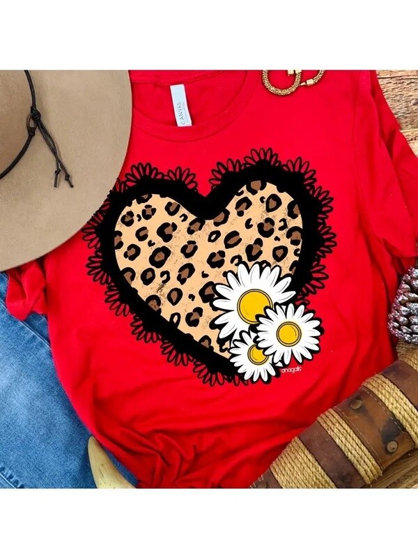 Cheetah Lace Heart w/ Flowers