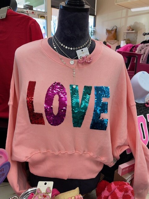 LOVE sequin pink sweatshirt