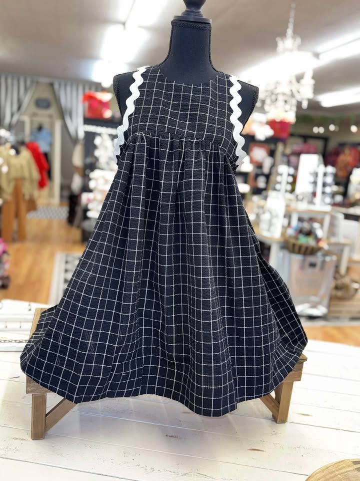 Plaid Sleeveless Rick Rack Dress