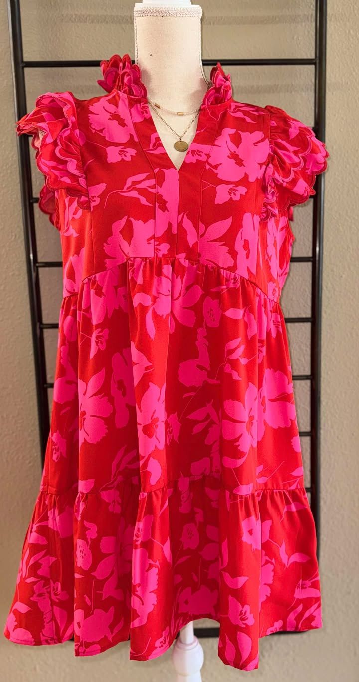 No Lining Two Toned Floral Print Dress
