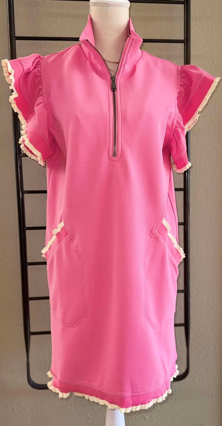 Quarter Zip Dress with Rick Rack