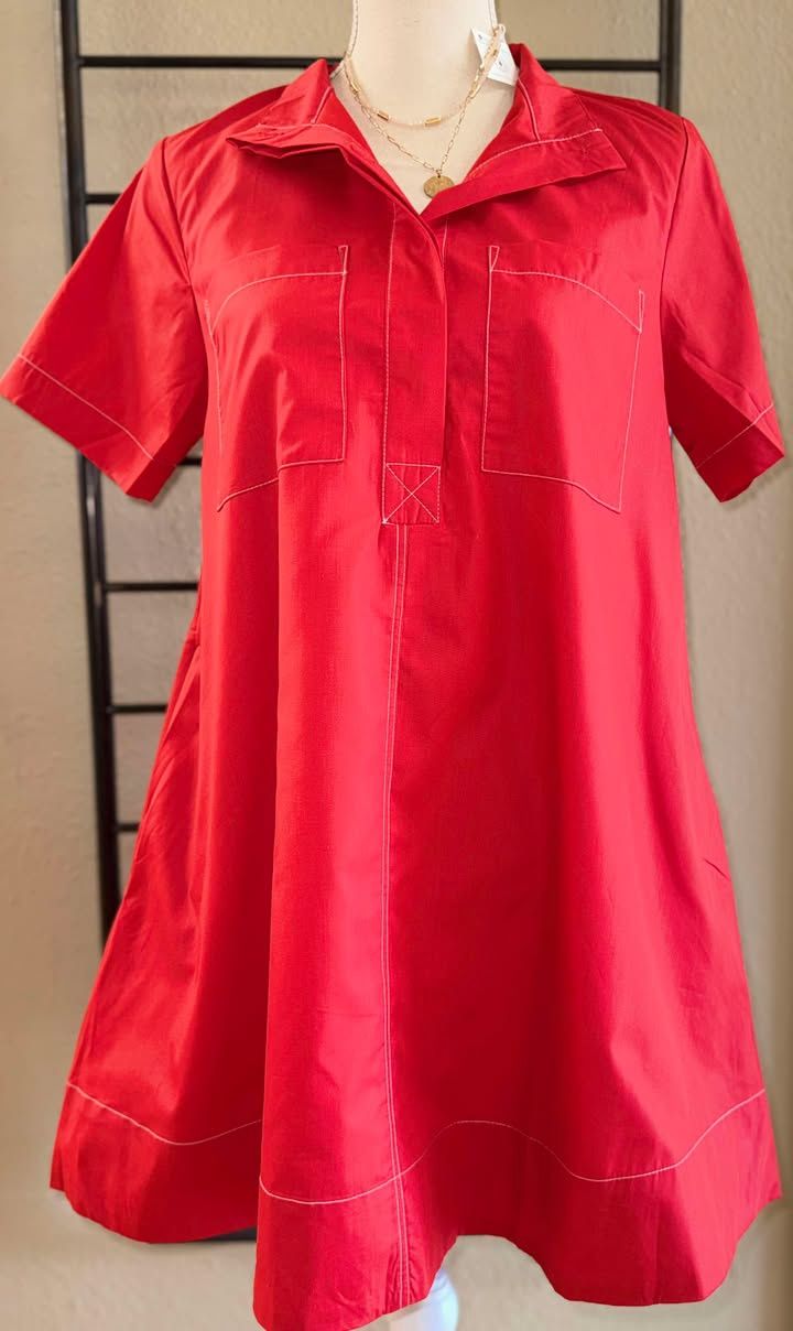 Red Dress with White stitching