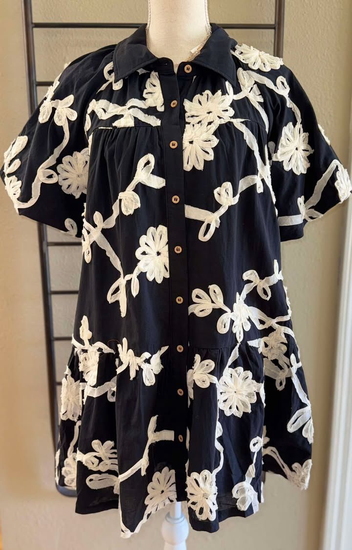 Black Dress with Flowers