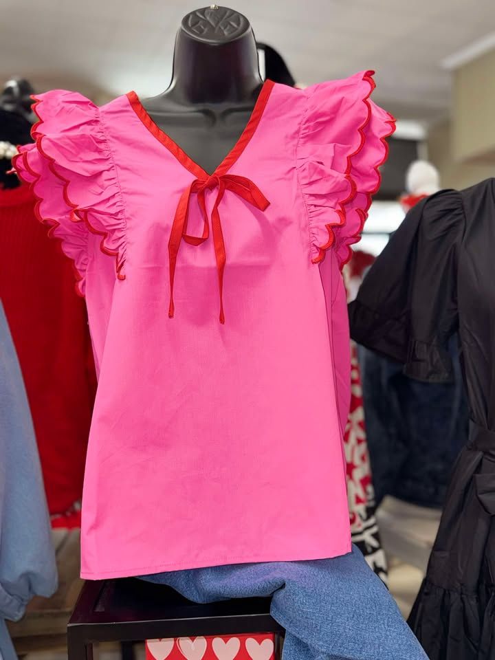 Pink Top With Ruffle Sleeves