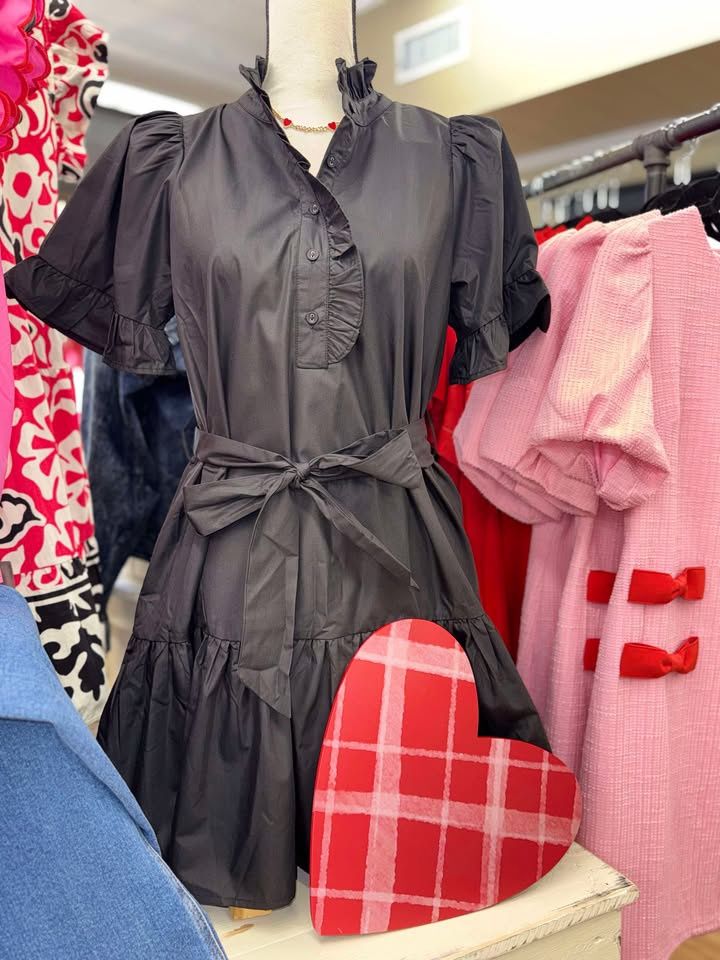 Dress with Ruffle Sleeves and  Tie