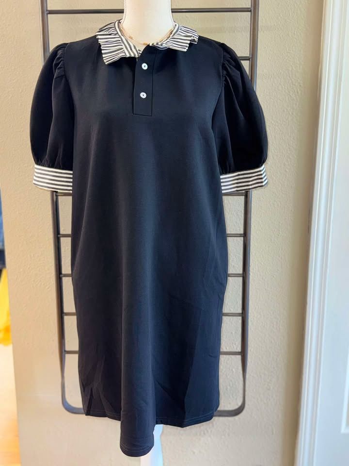 Black Dress With White Strips