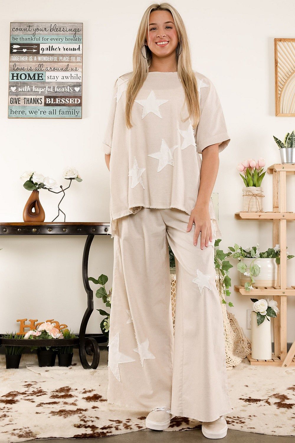 Natural Linen Blend Star Patch Set