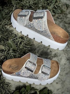 Rumor Has it Clear Rhinestone Double Buckle Sandal