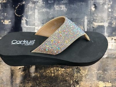 Long Time No Sea Rhinestone Thong Wedge