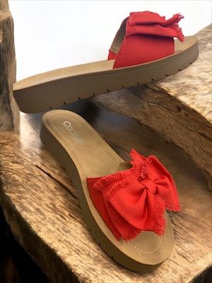 Spray Tan Bow Canvas Sandal