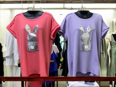 Lavender Ribbed Knit Top w/silver bunny