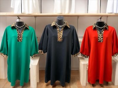 Leopard Collar Solid Knit Dress
