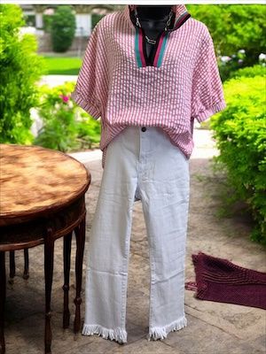 Stripe Colorblock Short Sleeve Blouse