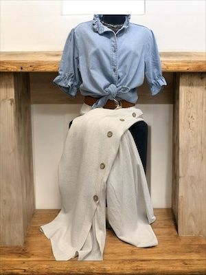 Remi Pant with Side Button Detail Natural