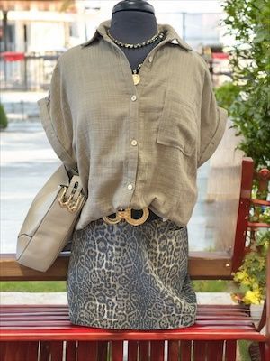 Leopard Print Washed Mini Skirt