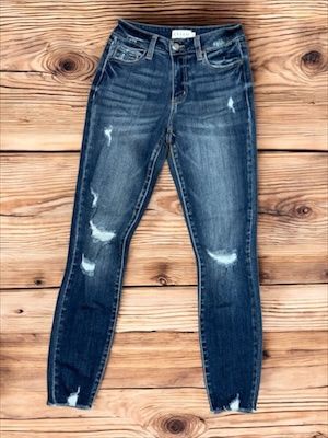 Midrise Crop Skinny Distressed Jeans