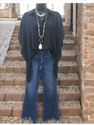 Black Hi/Lo Button Down Shirt