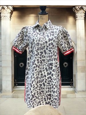 Ecru Leopard w/Red Trim Dress